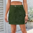 thumbnail image 6 of Women Cargo Mini Skirt Denim Jean Dress with Pocket Green S, 6 of 7