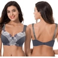 thumbnail image 3 of TRAHOO-Women's Plus Size Minimizer Wireless Unlined Embroidered Lace Bra, 3 of 4