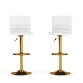 thumbnail image 2 of Flash Furniture Modern White Vinyl Adjustable Bar Stool with Back, Counter Height Swivel Stool with Gold Pedestal Base, Set of 2, 2 of 16