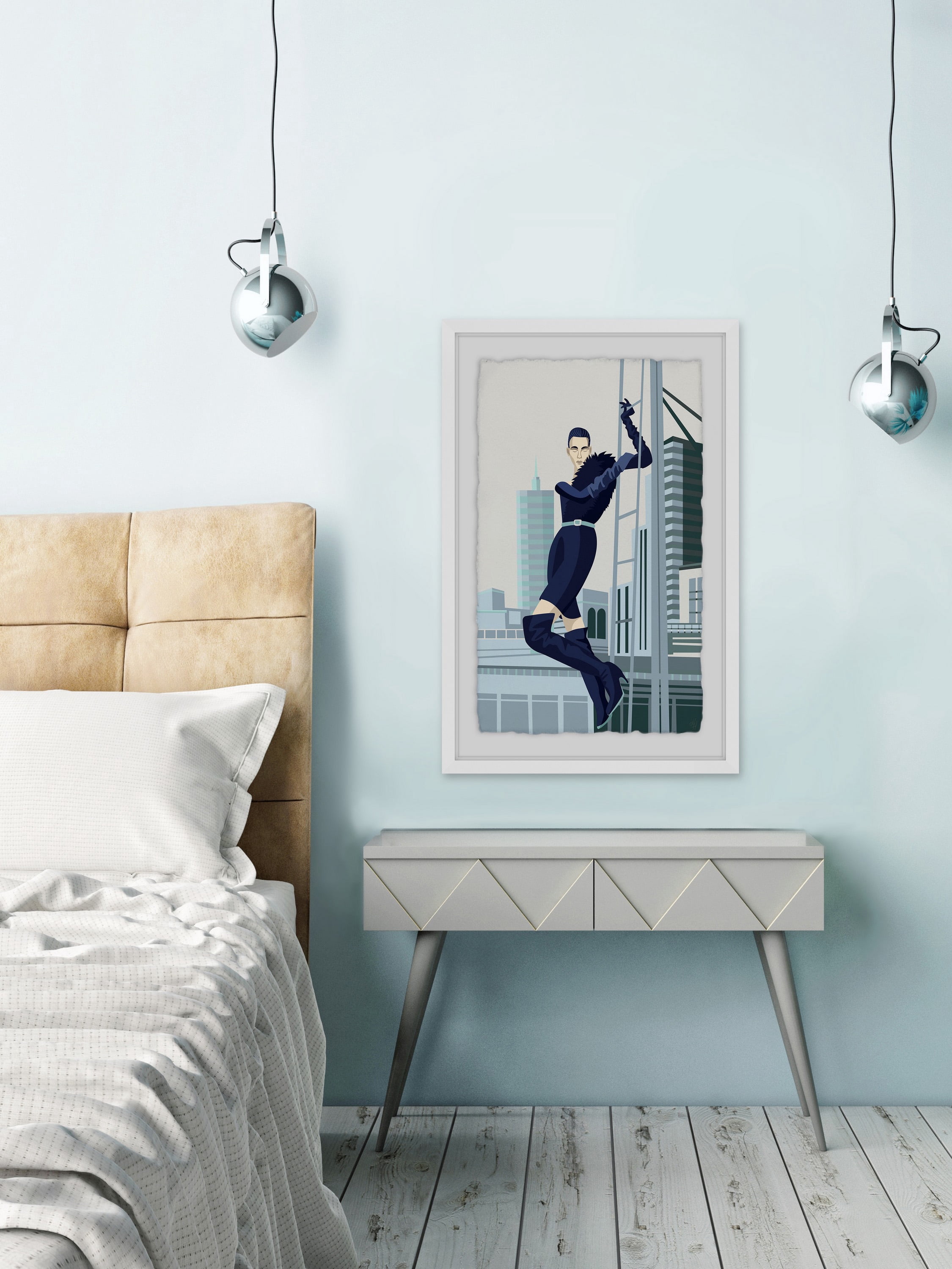 Urban Fashion Fur Framed Painting Print