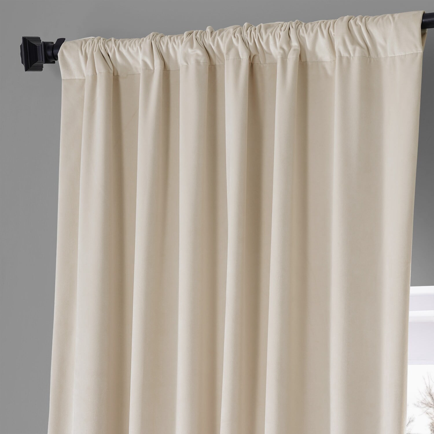 HPD Half Price Drapes Signature Cream Plush Velvet Hotel Thermal Blackout Curtains for Bedroom & Living Room Curtains (1 Panel), Window Curtains 84 inches long, Rod Pocket Curtains & Drapes, 50W X 84L