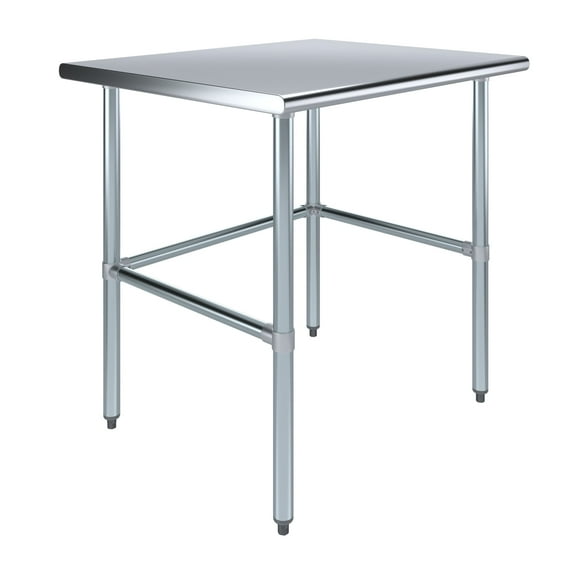 AmGood 30 in. x 36 in. Open Base Stainless Steel Work Table | Residential & Commercial