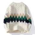 thumbnail image 6 of Atogsazn Mens Oversized Knitted Sweater Casual Crewneck Long Sleeve Pullover Sweater Thick Warm Tops Outfit 02-White XL Fashion, 6 of 9