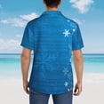 thumbnail image 4 of Honeii Blue Christmas Print Men’s Hawaiian Shirt,Classic Button-Down Short Sleeve Shirt, for Beach, Vacation, and Outdoor Activities,Medium, 4 of 7