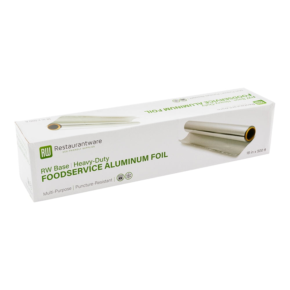 Restaurantware-RW Base 18 Inch x 500 Feet Aluminum Foil, 500 Oven-Safe Aluminum Foil Roll - Freezer-Safe, Heavy Duty, Silver Wrap, With Cutter, For Food