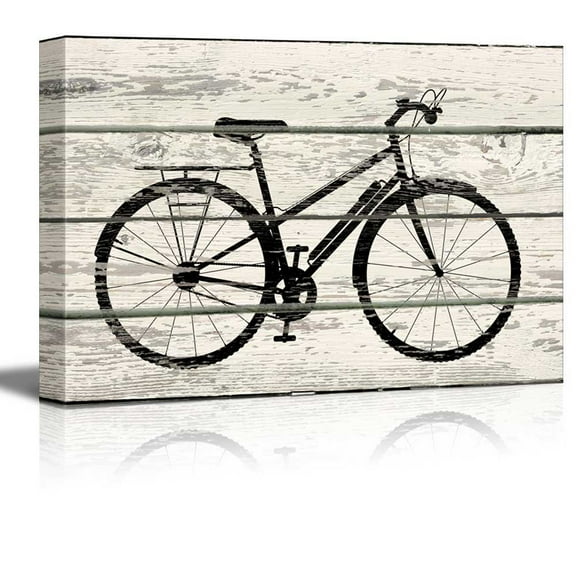 wall26 - Bicycle Silhouette Artwork Rustic - Canvas Art Wall Art - 16"x24"