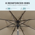thumbnail image 5 of 9FT Outdoor Patio Umbrella Beige with Crank Lift and Tilt 8 Ribs UV Resistant Water Repellent Market Umbrella for Garden Deck Pool Backyard, 5 of 7
