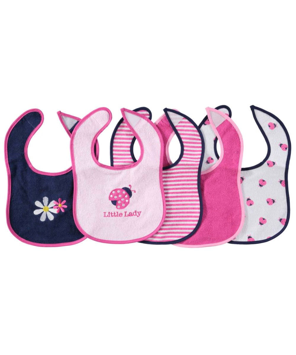Luvable Friends Baby Girl Cotton Terry Drooler Bibs with