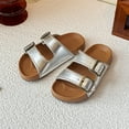 thumbnail image 2 of newwalpole Kids Slide Girl's Polka Dots Bow Flat Sandal Square Open Toe Slide Sandals Silver for 11, 2 of 6