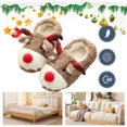 thumbnail image 1 of Casa Esponjosas Pantuflas Felpa Alce Navideño Antideslizantes para Otoño E Invierno, 1 of 9