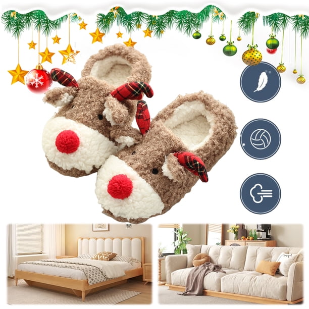 Lindas Felpa Alce Navideño Antideslizantes para Otoño E Invierno