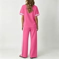 thumbnail image 4 of 2 Piece Sets for Women Matching Sets Summer Outfits Resort Wear Short Sleeve Lounge Set Wide Leg Pants with Pockets, 4 of 5