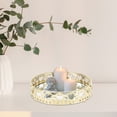 thumbnail image 6 of Unique Bargains Round Metal Perfume Tray Glass Candle Serving Decorative Tray, 6 of 7