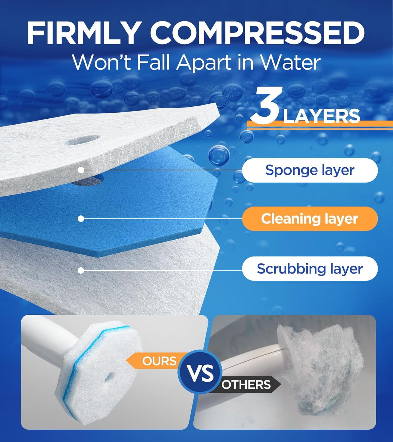 KEMEINILI Toilet Wand Refills, 60 Pack Disposable Toilet Brush，5X Cleaning Power , with Most Toilet Brushes Compatible
