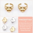 thumbnail image 5 of 6 Sets DIY Blank Dome Heart Cuff Ring Making Kit 304 Stainless Steel Open Ring Setting Heart Metal Ring Blanks Cabochon Ring Base Settings Tray Bezels for Jewelry Making, 5 of 9