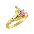 thumbnail image 3 of RYLOS Rings 14K Yellow Gold Claddah Love, Loyalty & Friendship Ring Heart 6MM Gemstone & Diamond Claddagh Rings October Pink Ice Jewelry Size 13, 3 of 7