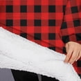 thumbnail image 3 of Oversized Wearable Blanket Hoodie,Red Black Plaid Checkered Pattern Sherpa Blanket Hoodie with Super Pockets,Super Warm Fuzzy Pullover for Women & Men, 3 of 6