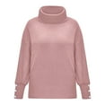 thumbnail image 3 of Lroplie Womens Tops Plus Size Round Neck Long Sleeve Shirts for Women Fashion Bow Collar Solid Buttons Sleeve Knitted Sweater Warm Top Clothes Pink 2023 3XL, 3 of 8