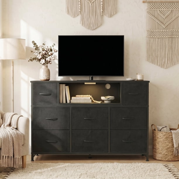 CONCETTA 55 inch TV Stand Dresser, 8 Fabric Drawers Storage