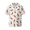 thumbnail image 4 of Uemuo Chili Pattern Cotton Linen Short Sleeve Shirts,Casual Lightweight Button Down Shirts,Vacation Beach Summer Tops-4X-Large, 4 of 7
