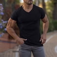 thumbnail image 5 of Yaoyar Mens Solid Color Compression Training Stretch Short Sleeve V-Neck Performance Top Athletic Fit Quick Dry Workout V Neck Shirt, 5 of 8