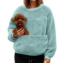 Womens Pet Pouch Hoodies, Oversized Fleece Sweatshirt Puppy Kitten Cat Holder Carriers Hoodies Kangaroo Pocket Gyujnb,Size:L