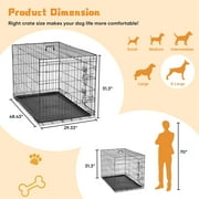 EDX Big Dog Crate with Divider Panel, 48 Inch Double Door Folding Metal Wire Dog Cage with Plastic Leak-Proof Pan Tray