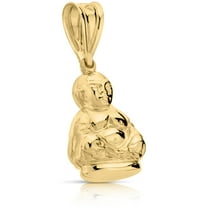 Art and Molly Real 14K Yellow Gold Polished Buddha 12mm x 9mm Puff Pendant