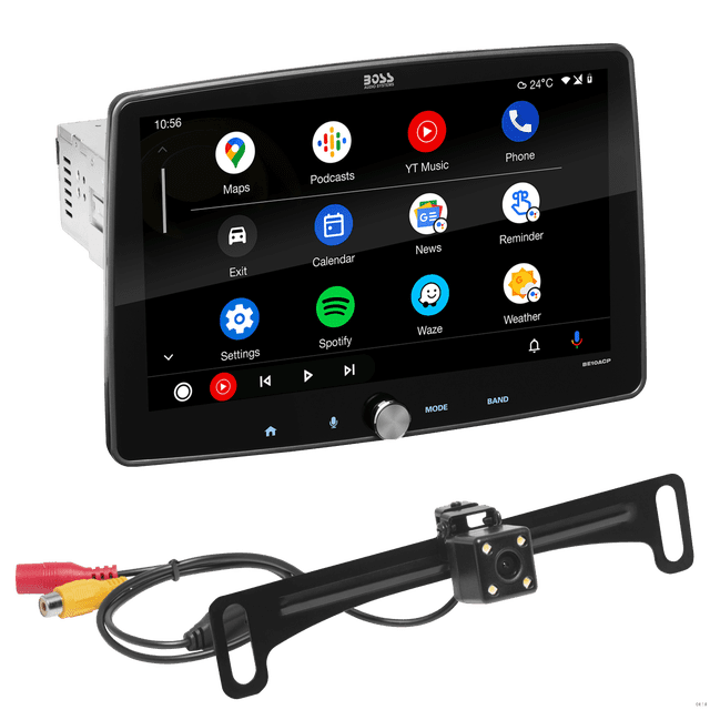 BOSS Audio Systems BE10ACP-C Car Audio Stereo System - Apple CarPlay, Android Auto, 10 Inch Single Din, Touchscreen, Bluetooth Head Unit, Radio Receiver, Backup Camera, No CD Player, Backup Camera