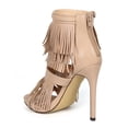 thumbnail image 3 of Liliana CG69 Women Leatherette Open Toe Fringe Zip Stiletto Heel Sandal, 3 of 6