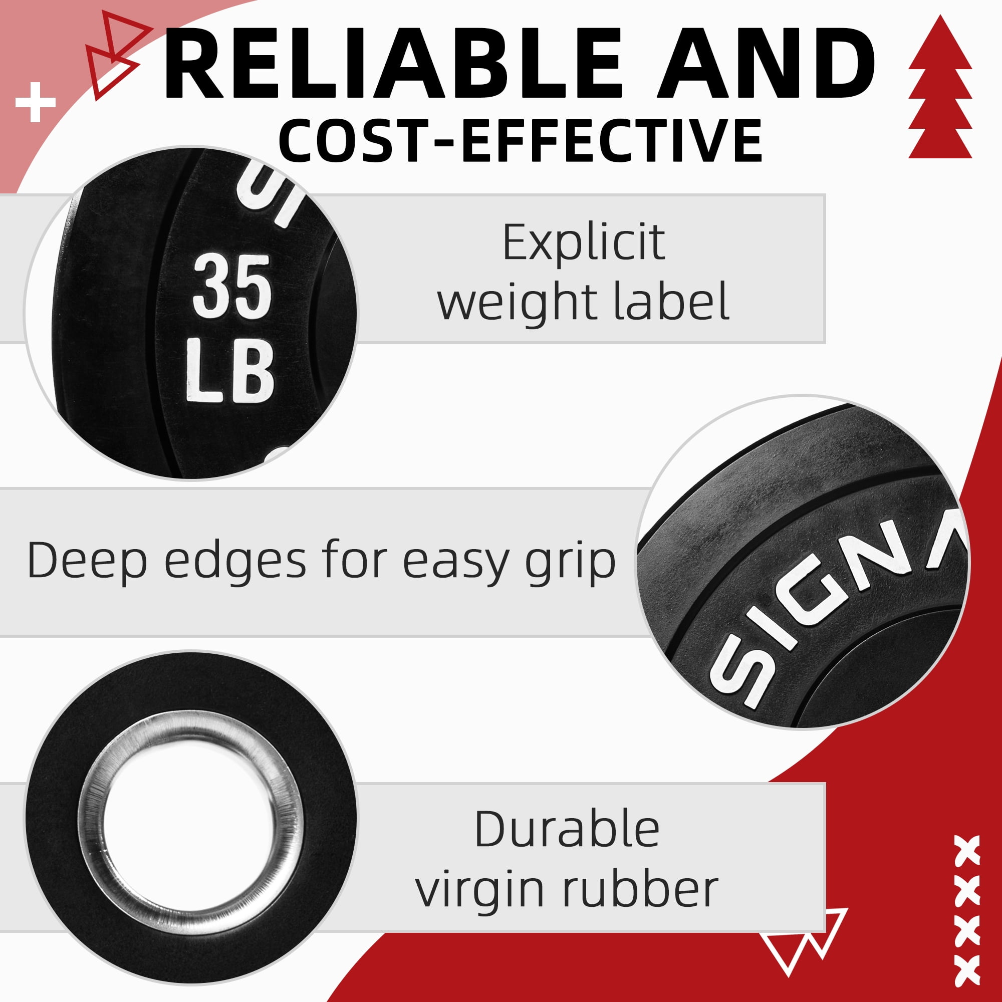 Fitvids 2-Inch Olympic Rubber Weight Plates Sets, Bumper Plates Set with Barbell for Strength Training, 180-390 Lbs Multiple Options