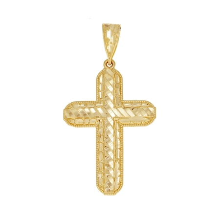 10k Gold Dc Mens Nugget Cross Height 58.6mm X Width 31mm Religious Charm Pendant Necklace for Men