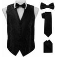 thumbnail image 2 of Vittorio Farina Men's Woven Paisley Vest, Necktie, Bow Tie and Pocket Square Set (Black Back), 2 of 49