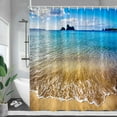 thumbnail image 5 of Beach Coconut Tree Shower Curtains Island Tropical Plant Nature Ocean Scenery Polyester Fabric Bathroom Curtain Decor with, 5 of 7