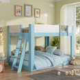 thumbnail image 2 of Full-Over-Full Low-Profile Bunk Bed with Guardrails, Wooden Kids Bed with Reversible Ladder, Accent Two-Tone Bed Frame, 2 of 9