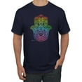 thumbnail image 1 of Wild Bobby, Colorful Rainbow Hamsa Symbol Spiritual Yoga, Pop Culture, Men Graphic Tees, Navy, Small, 1 of 3
