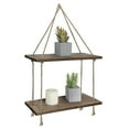 thumbnail image 2 of Wall Hanging Shelf for Plants, 2 Tier Floating Rope Shelves with Hooks, Boho Wall Decorations, 2 of 7