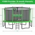 thumbnail image 2 of YORIN Trampoline with Enclosure Net, 1500LBS 16FT Trampoline for 8-9 Kids Adults with Basketball Hoop, Ladder, Light, Sprinkler, Socks, Outdoor Heavy Duty Recreational Trampoline, 2 of 8