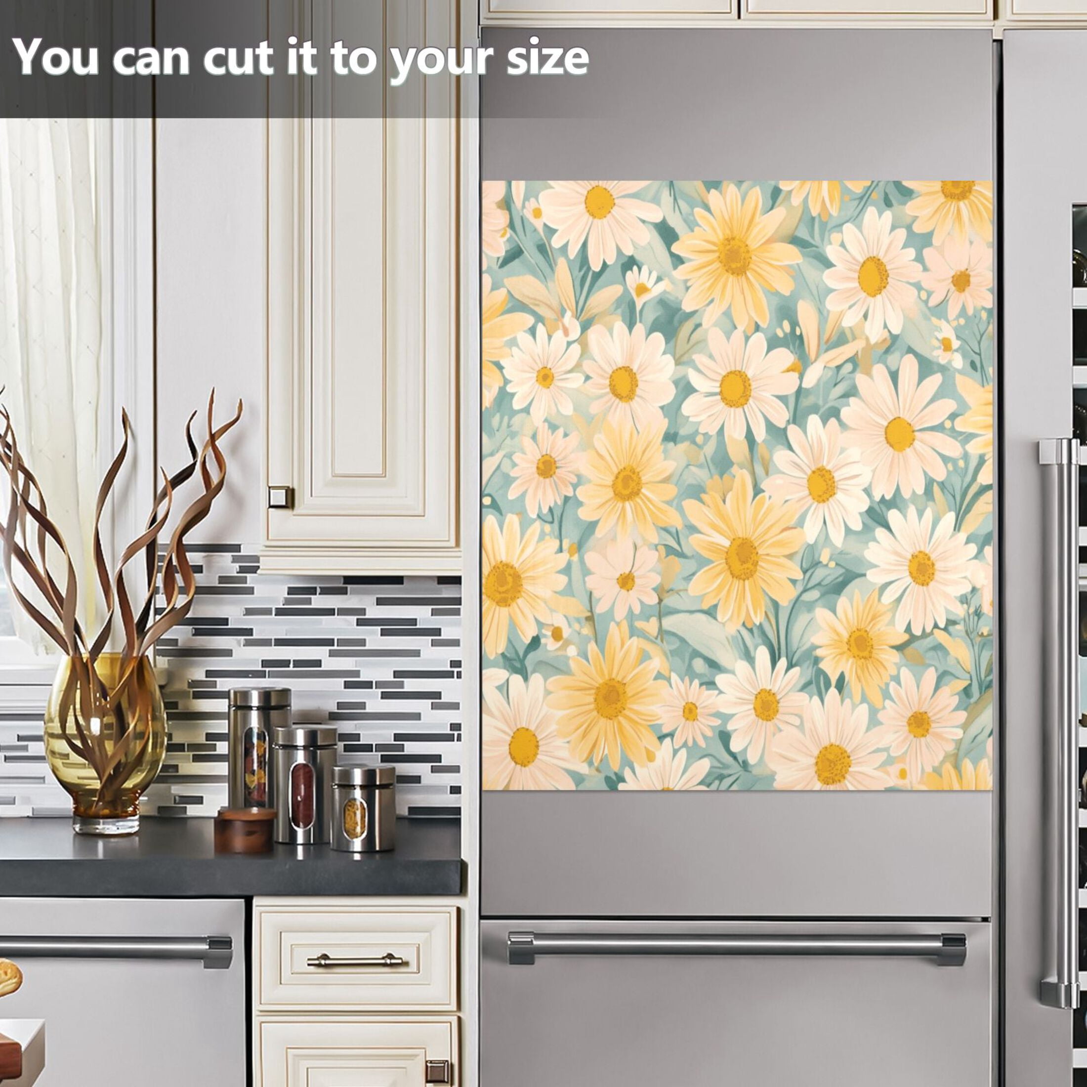 Dishwasher Magnetic Sticker 23x26 Inch Refrigerator Magnetic Sticker Washing Machine Magnetic Sticker Kitchen Panel Magnetic Sticker Home Decor Blooming Yellow Flower