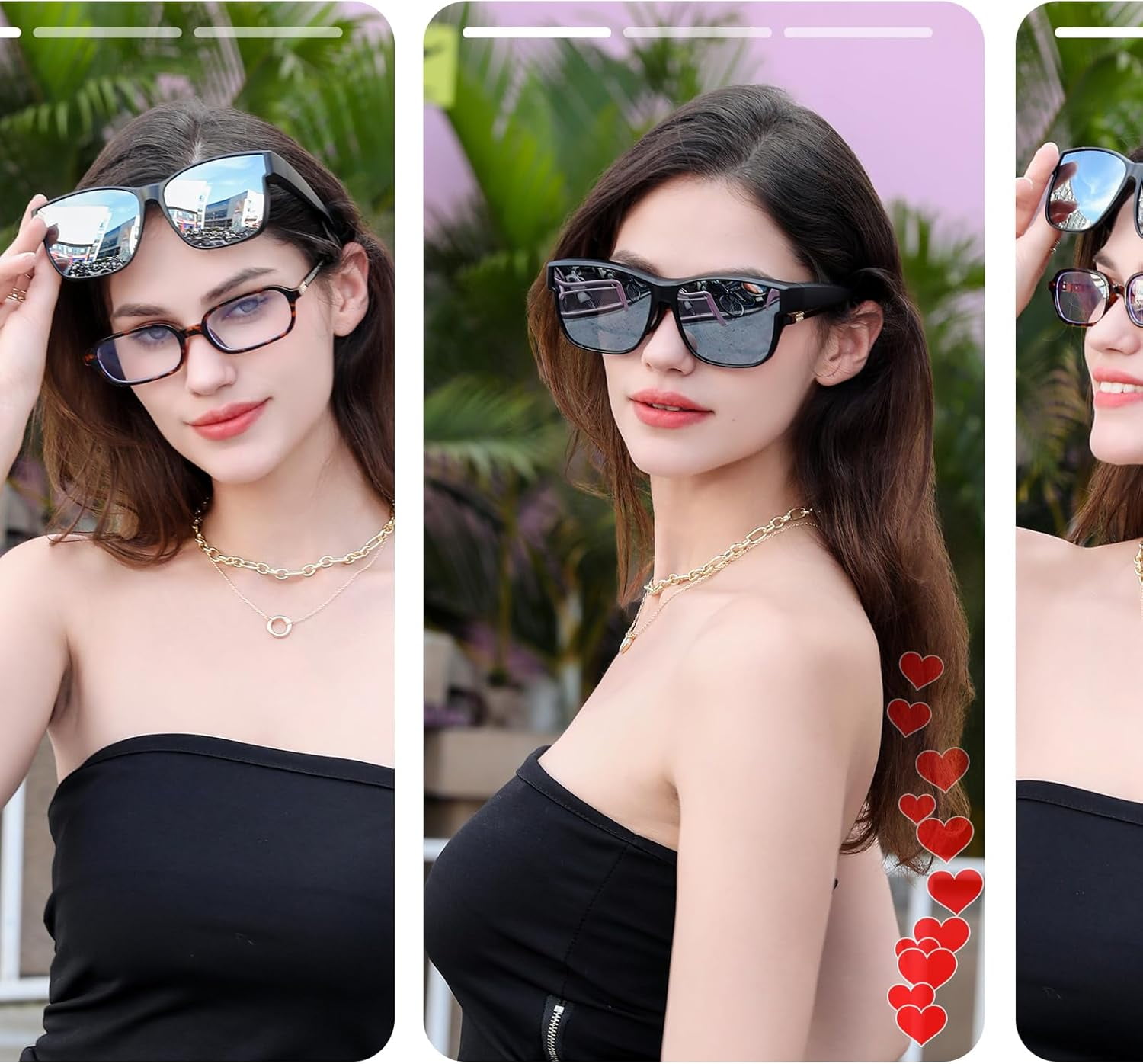 FEISEDY Polarized Sunglasses Fit Over Glasses Women, Fit over Glasses Sunglasses for Driving UV400 Protection B0250