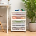 thumbnail image 2 of IRIS 5 Drawers Scrapbook Plastic Rolling Storage Cart with Organizer Top with Casters, White, 2 of 7