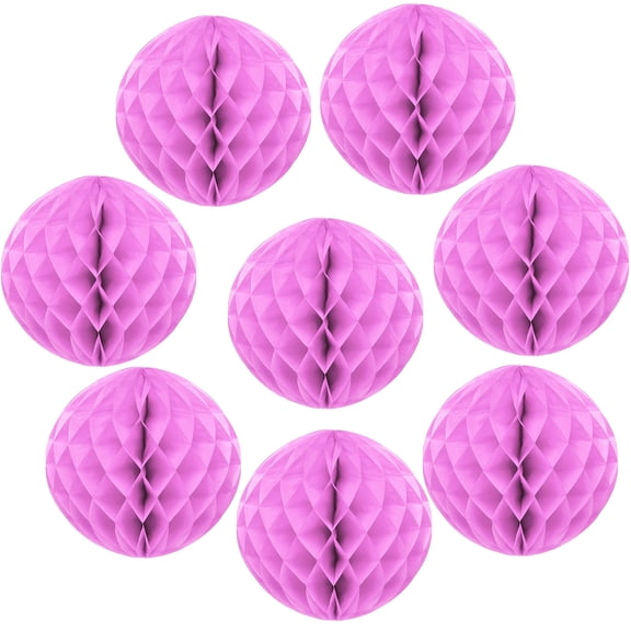 Uxcell 8 Pcs Honeycomb Balls, 4" Dia Honeycomb Flower Paper Pom Poms Paper Flowers Crafts for DIY Crafting Home Decor Birthday Christmas Party, Pink
