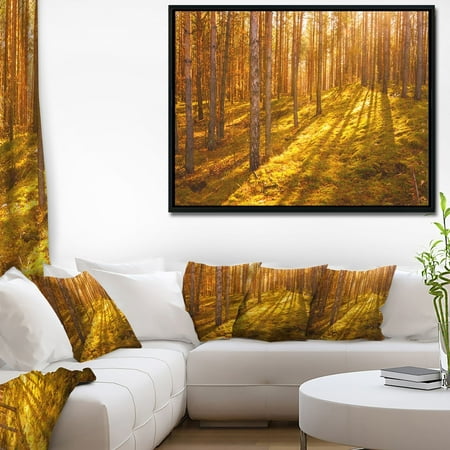 - DESIGN ART Designart 'Beautiful Sunrays in Thick Forest' Modern Forest Framed Canvas Art