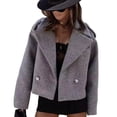 thumbnail image 1 of Manteau Court en Laine pour Femmes Blazer à Revers Cranté Veste Décontractée d'Affaires d'Hiver en Mélange de Laine, 1 of 5