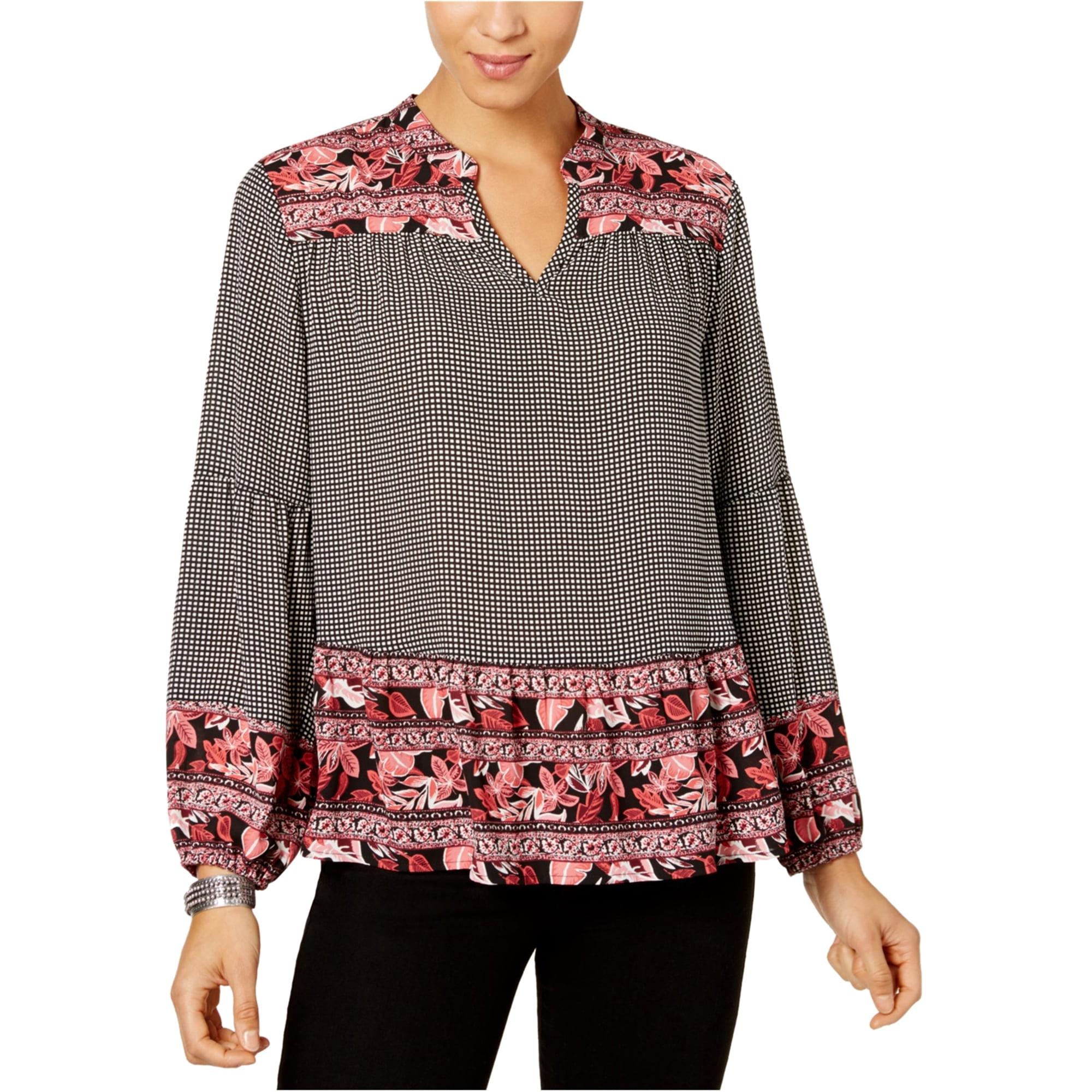 Womens Embroidered Checkered Charter Club Long Flared Sleeve Size 1X NWT NEW $89