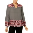 thumbnail image 2 of Style & Co. Womens Gingham Bishop Sleeve Pullover Blouse, Multicoloured, X-Large, 2 of 2