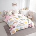thumbnail image 2 of Castle Fairy Watercolor Summer Holiday Beach 7-Piece Twin Bedding,Scooter Lemon Shell Striped Tile Bedding Comforter Set,Pink Cream,Pink Reversible, 2 of 7