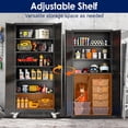 thumbnail image 5 of 75" H Metal Garage Storage Cabinet, Rolling Tool Cabinet with 2 Doors and Wheels, Locker Steel Cabinet with 5 Adjustable Shelves, Organization Cabinet for Garage,Office,Home,Gym,School（Black）, 5 of 7
