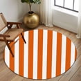 thumbnail image 3 of Burnt Orange Striped Large Area Rugs for Bedroom Living Room, Soft Non Slip Carpet Bedside Rug, Thanksgiving Orange White Stripes Round Floor Cover Kitchen Accent Rug 5' for Dining Room/Office, 3 of 9