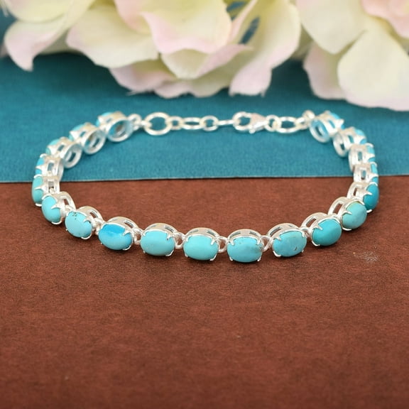 Turquoise Tennis Bracelet-Oval